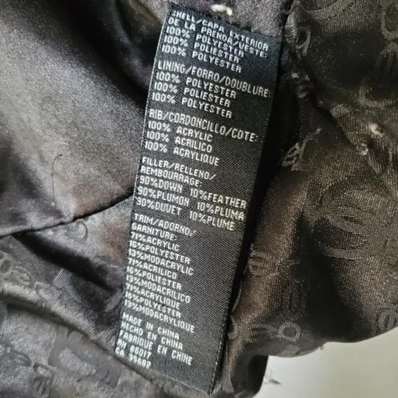 Bebe Black Bomber Puffer Ski Jacket Sweater Sleeve Y2K - Picture 5 of 6